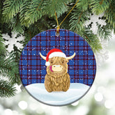 Elliot Modern Tartan Christmas Ceramic Ornament - Highland Cows Style